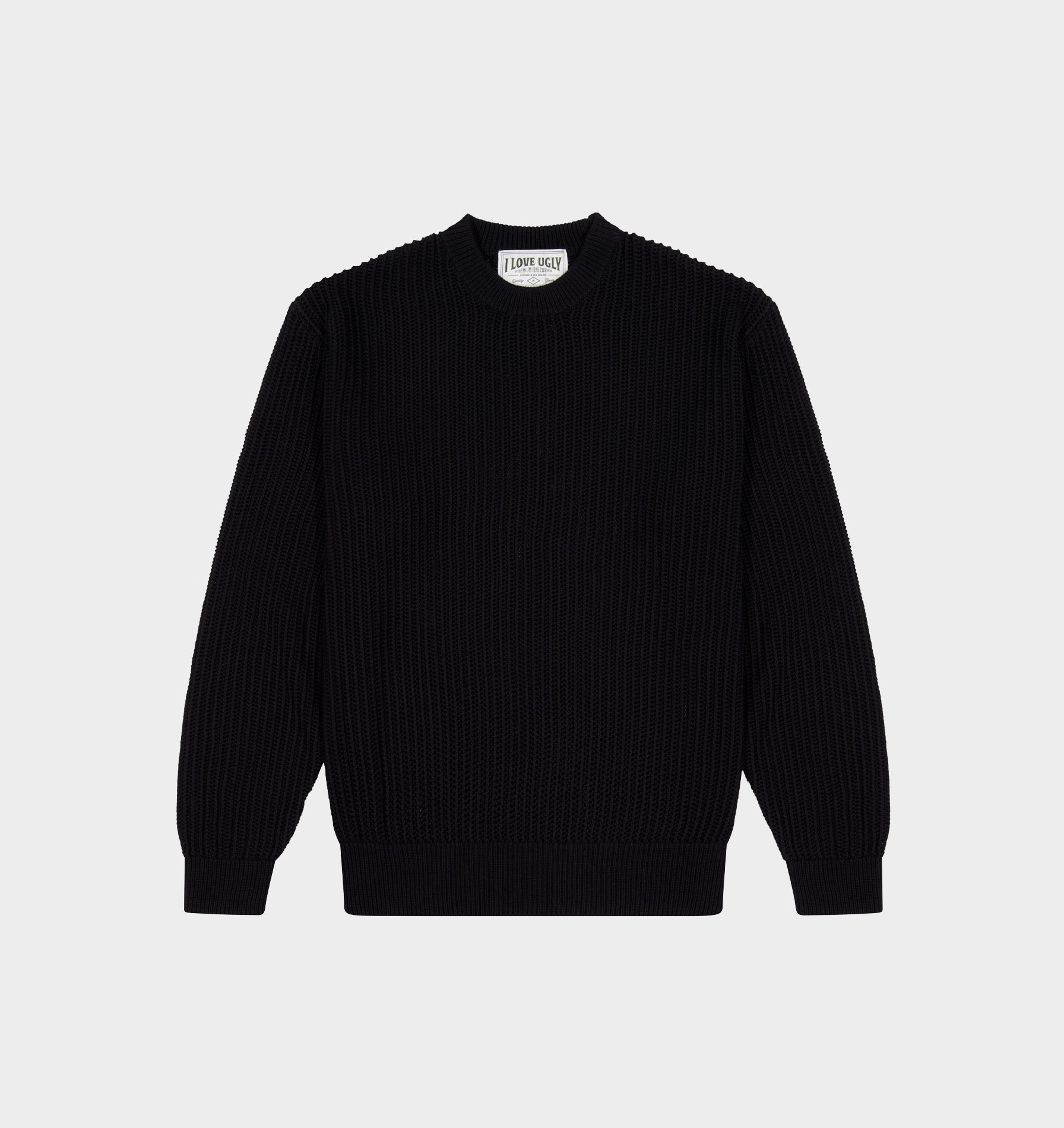 Mesh Cropped Knit Sweater - Black