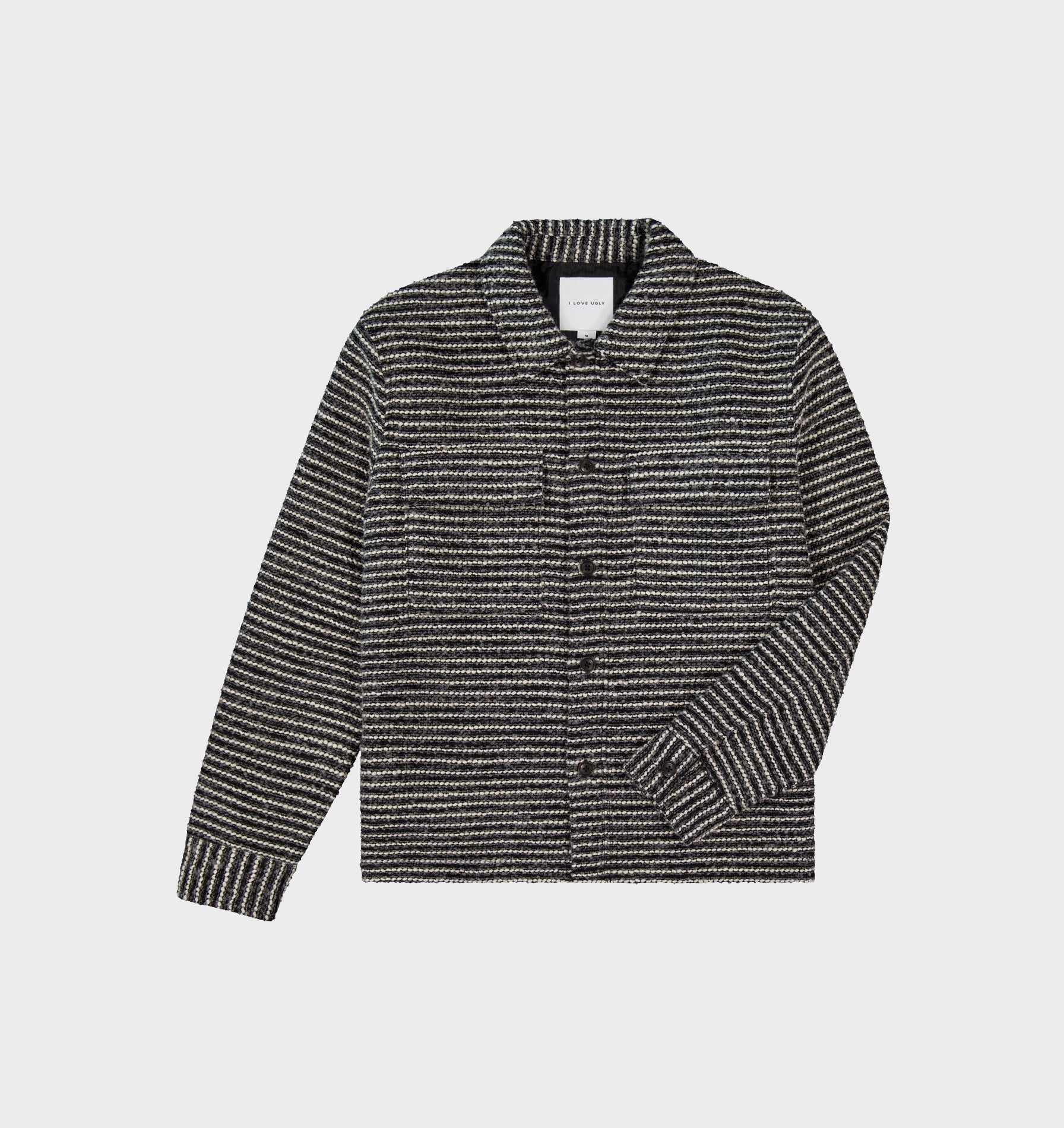 Boucle Overshirt  - Grey/White Stripe
