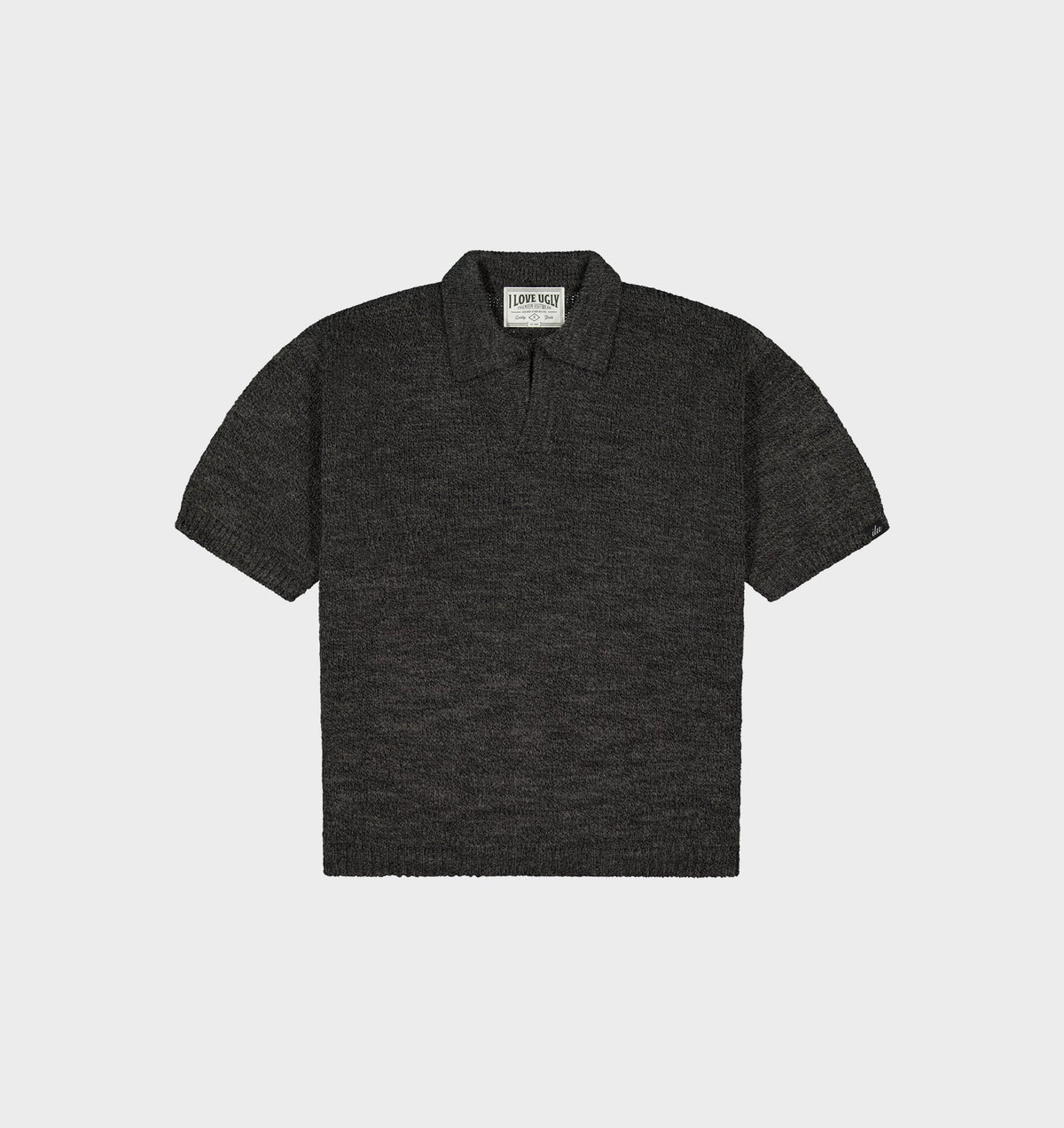 Box Knit Polo - Charcoal