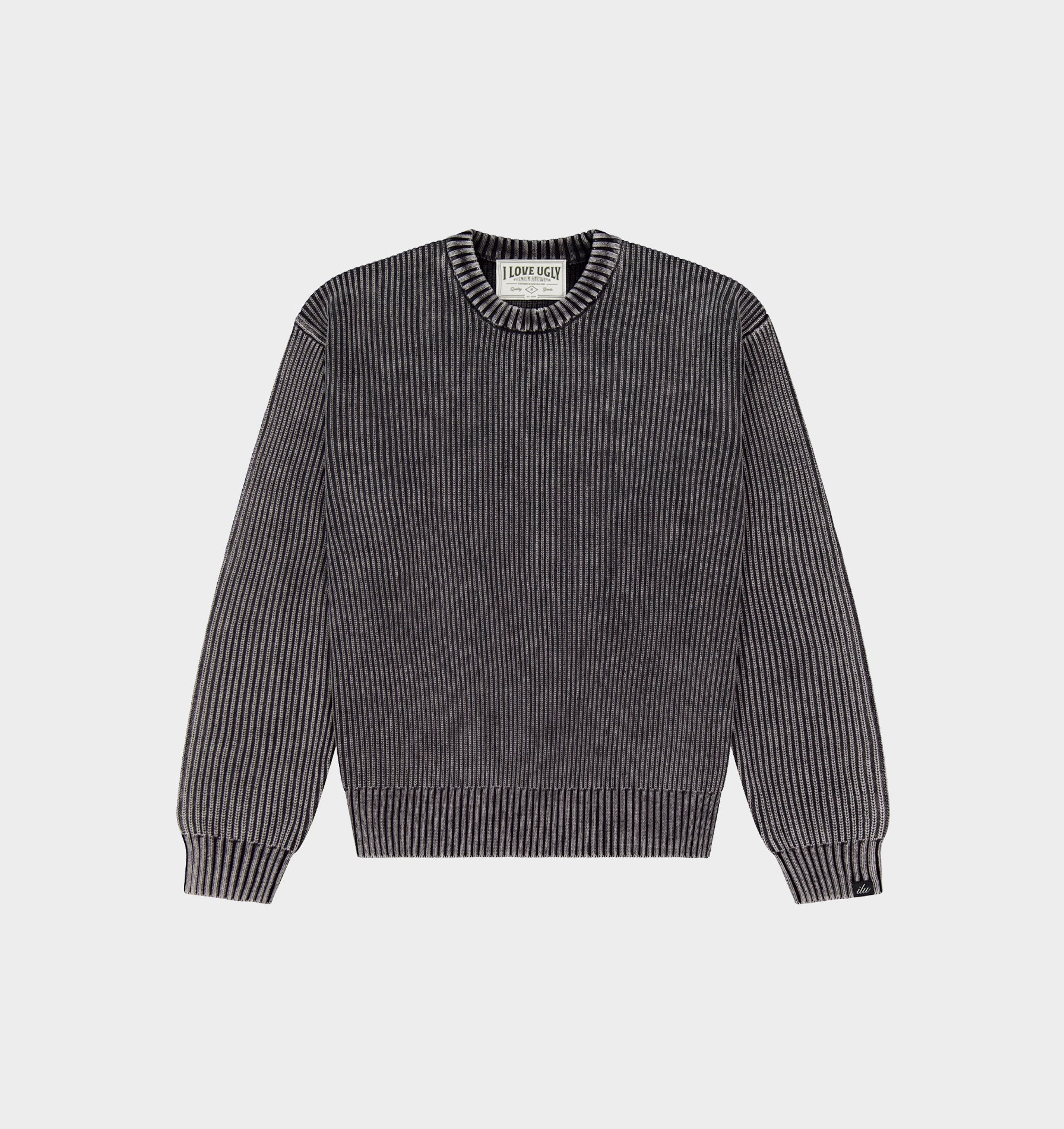 Acid Wash Knit Crew - Acid Black
