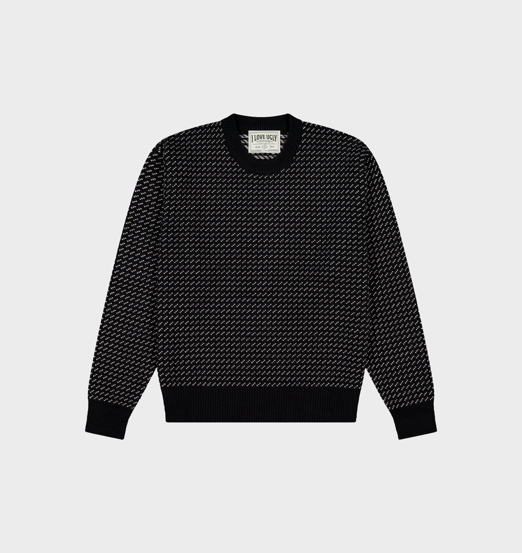Crop Knit Sweater Textured - Black / Grey