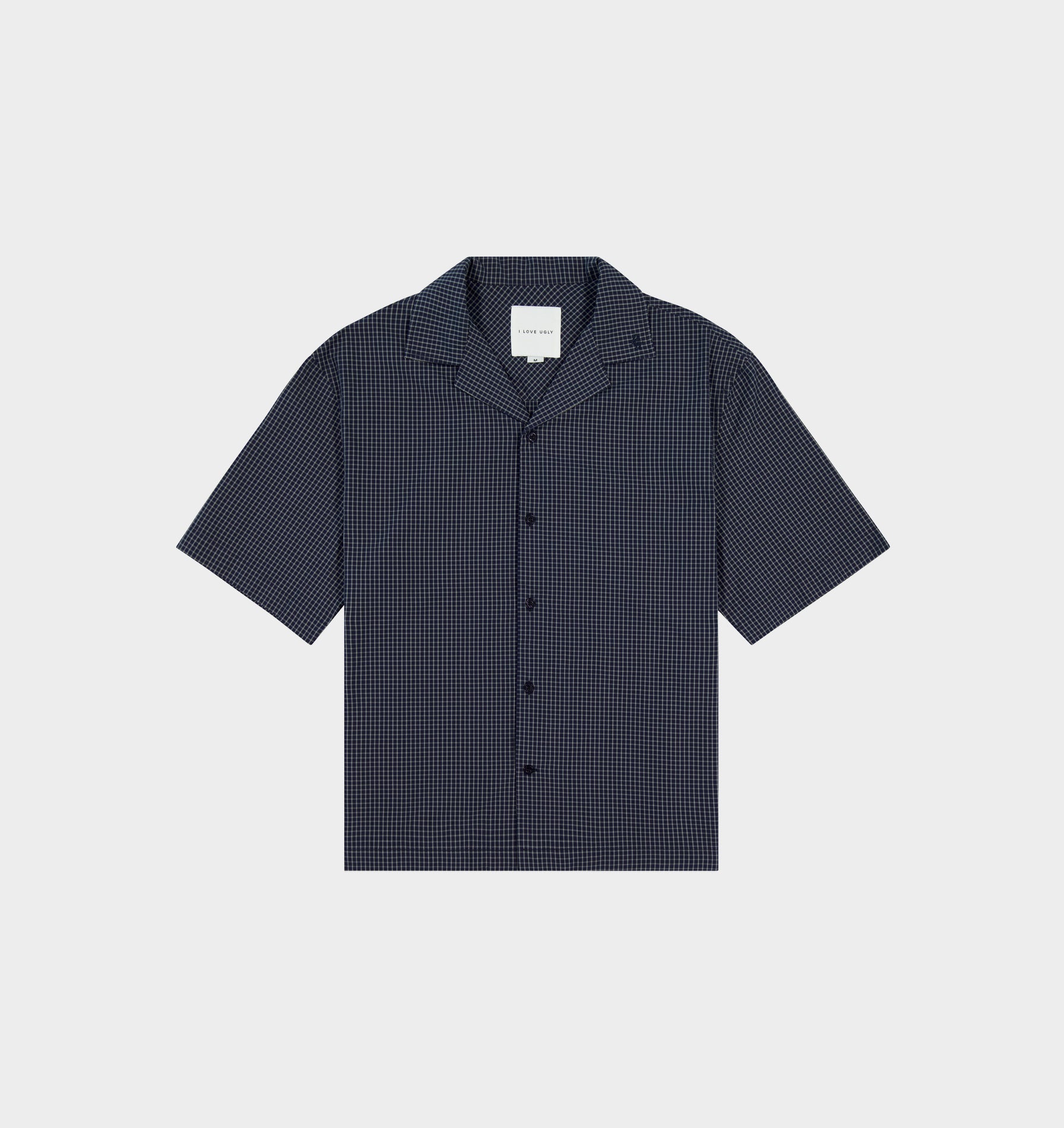 Box Cuban Collar Shirt - Navy Check
