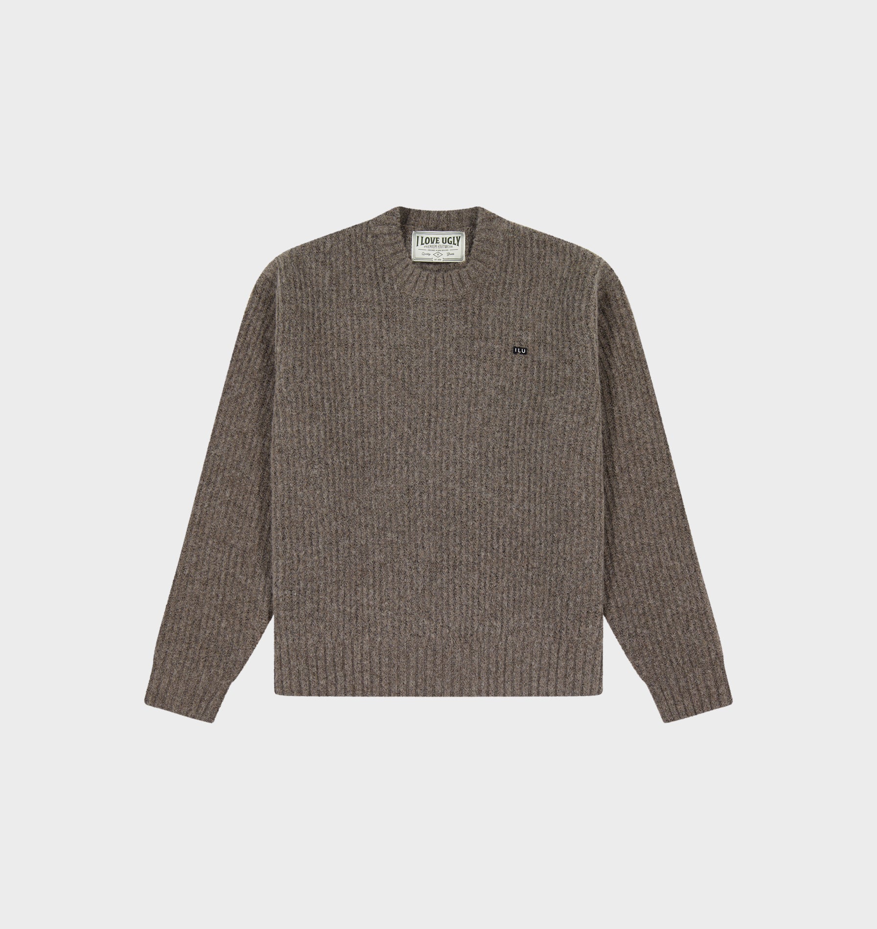 Wool Crop Knit Sweater - Mushroom