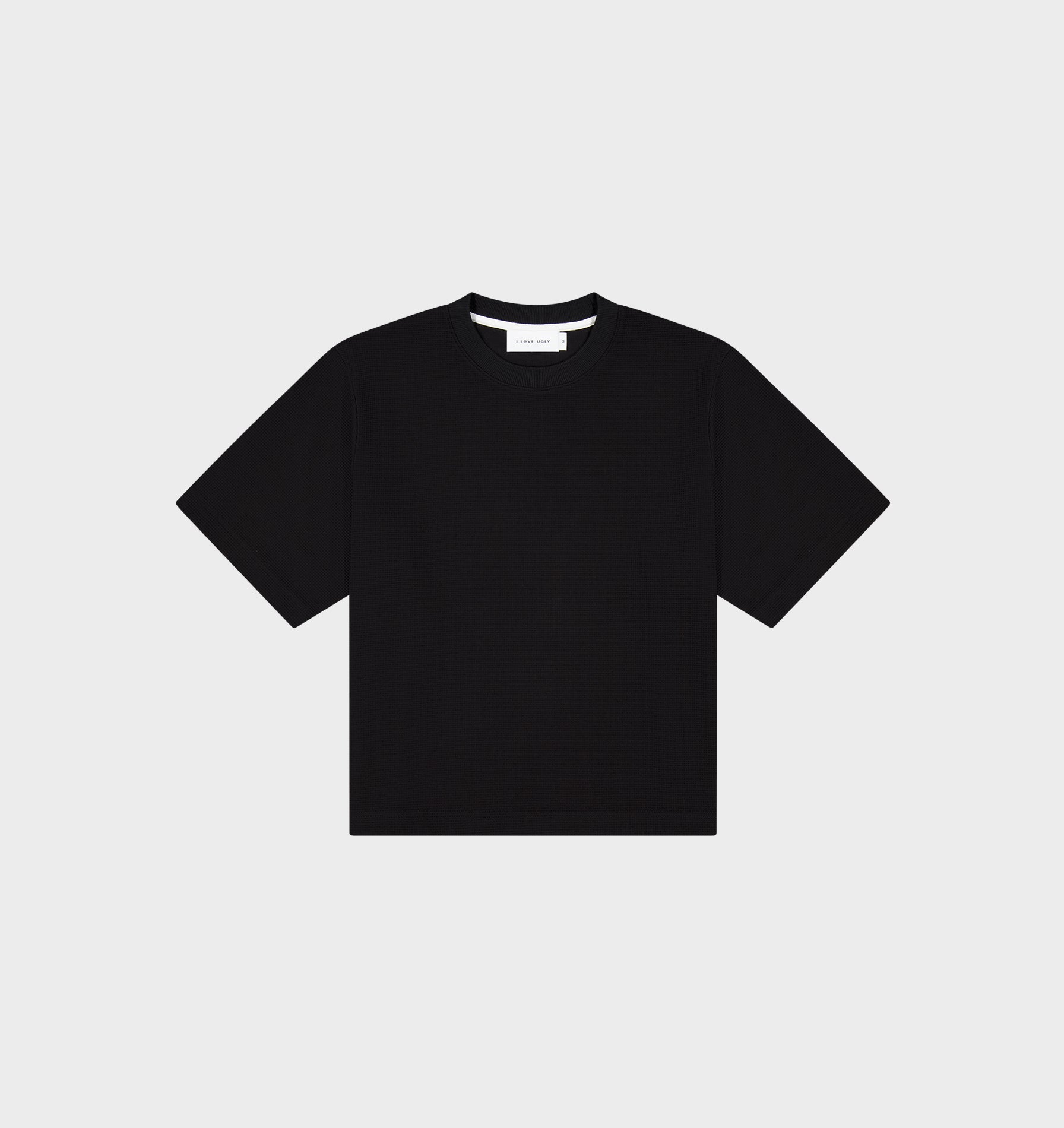 Waffle Box Crop Tee - Black