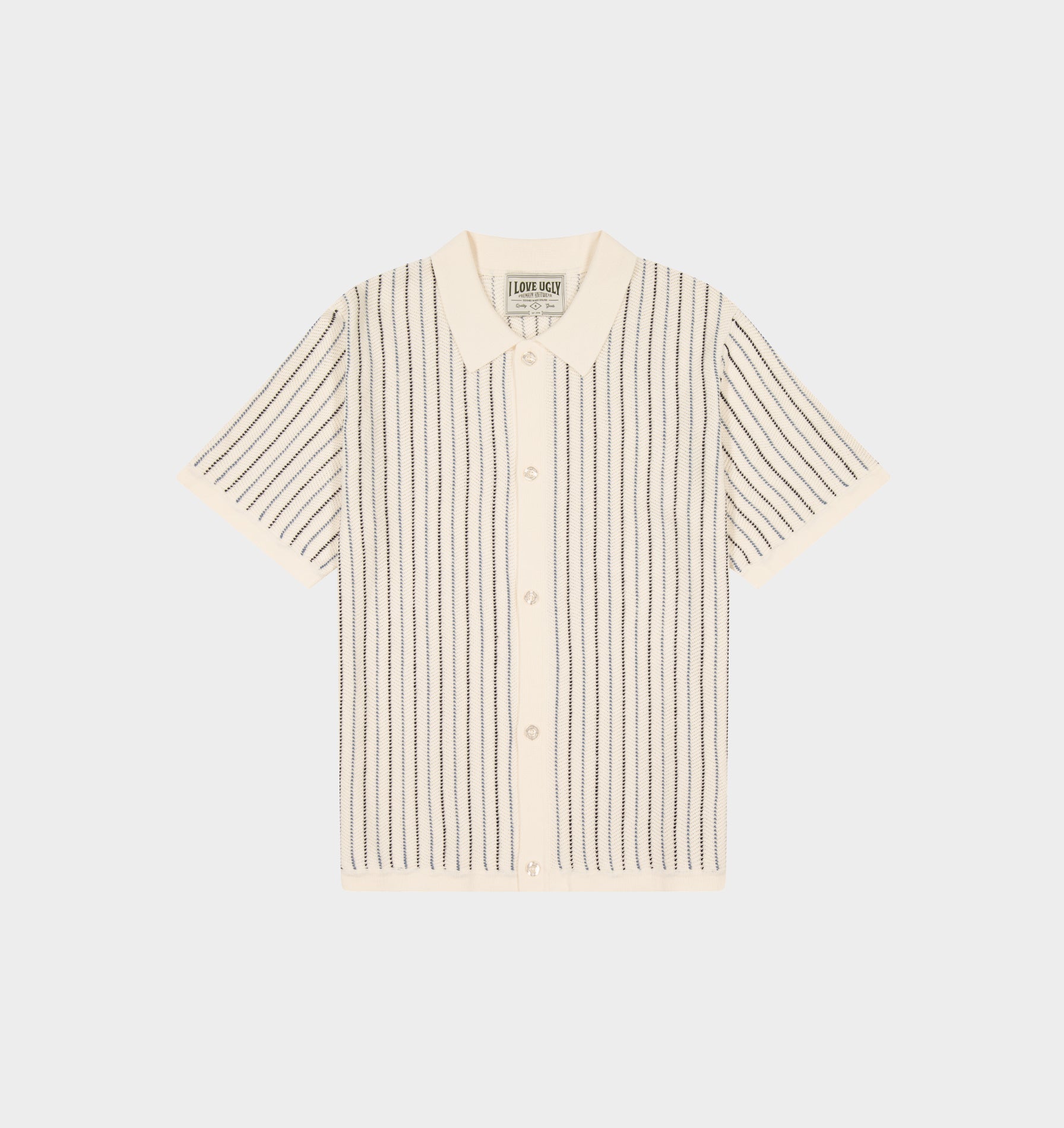 Jasper Knit SS Shirt - Off White Stripe