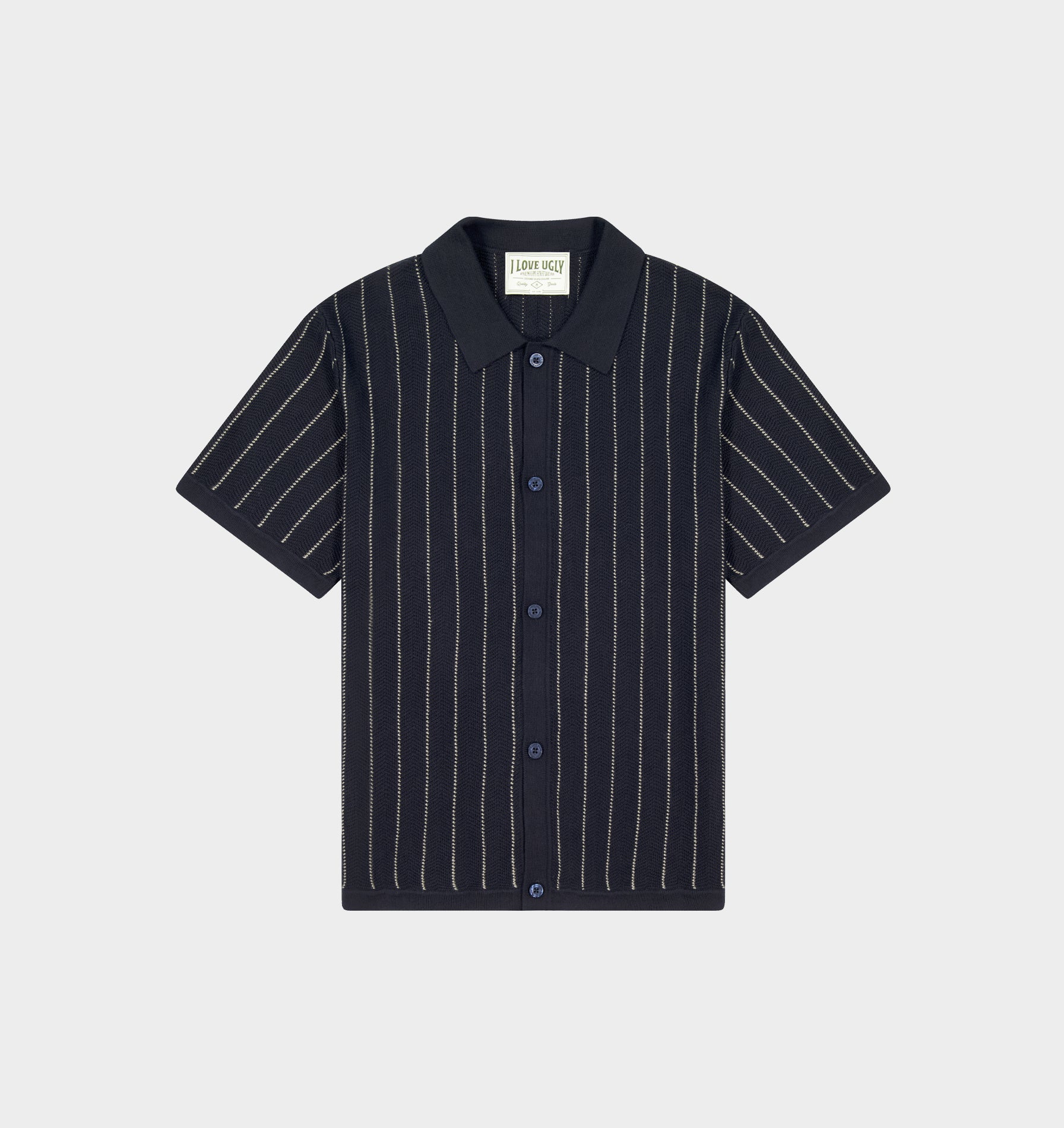 Jasper Knit SS Shirt - Navy Stripe
