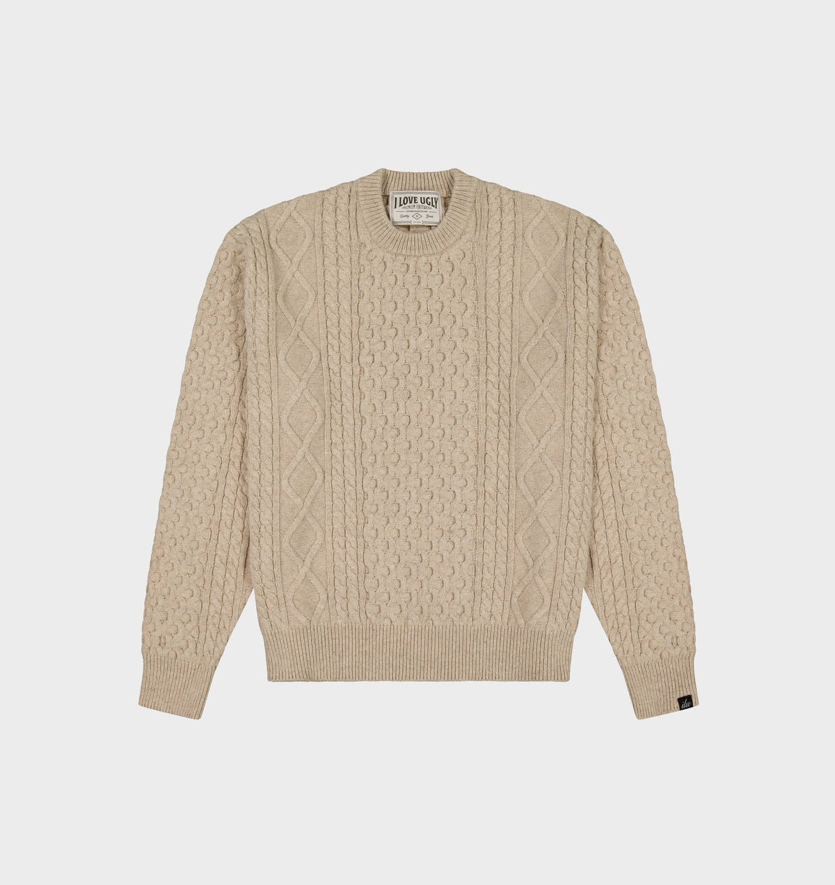 Cable Crop Knit Sweater - Off White