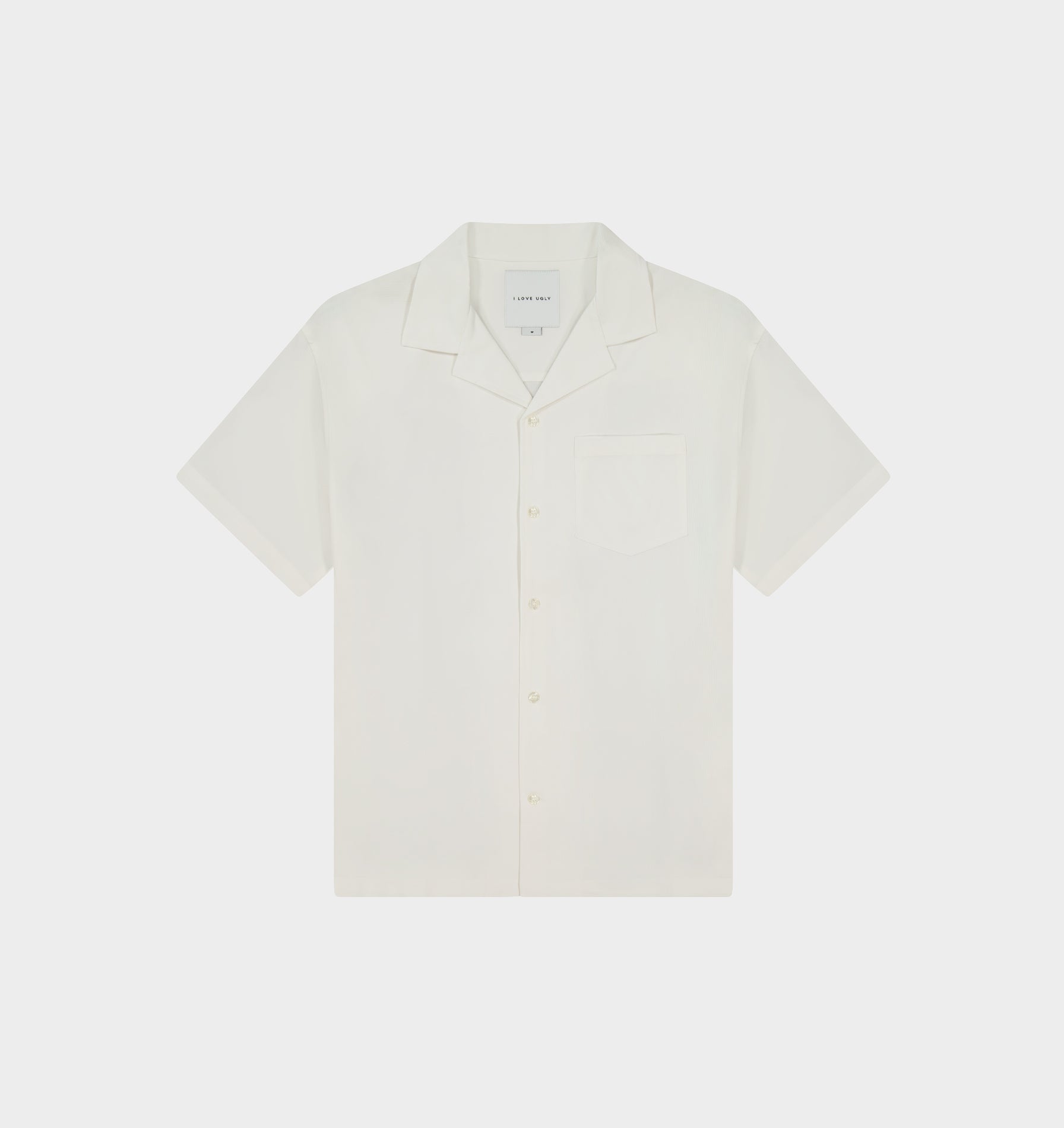 Textured Box Cuban Collar SS Shirt - White Stripe