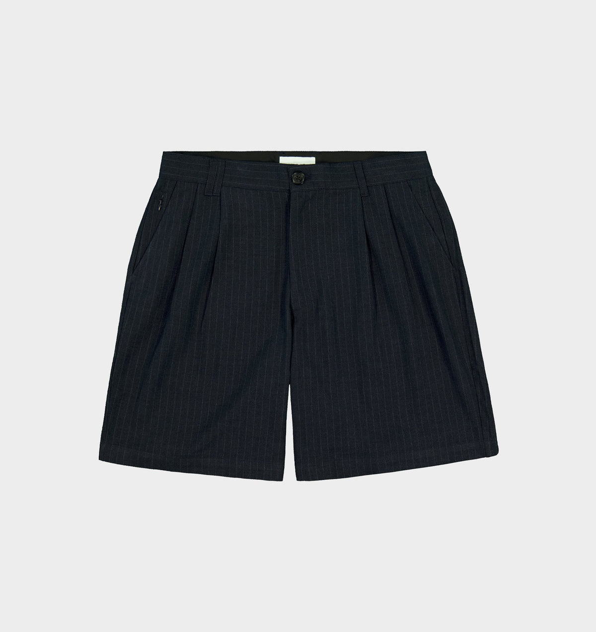 Quincy Pleated Short - Navy Pinstripe