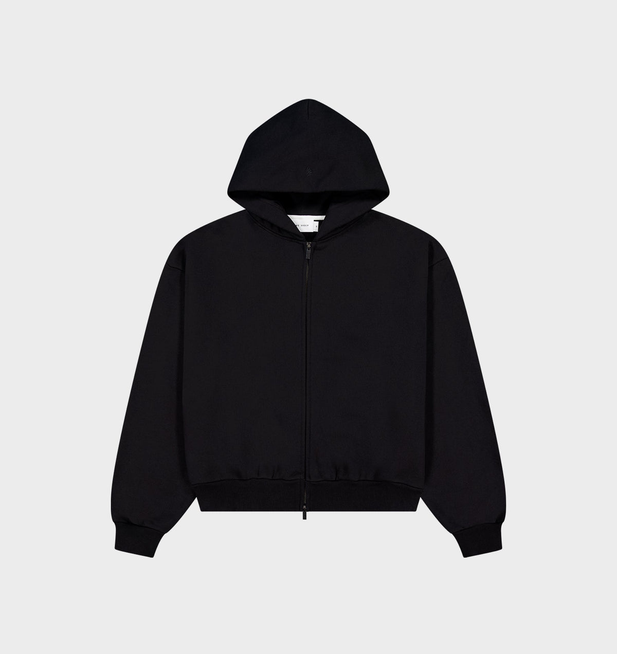Heavy Crop Zip Hood - Black