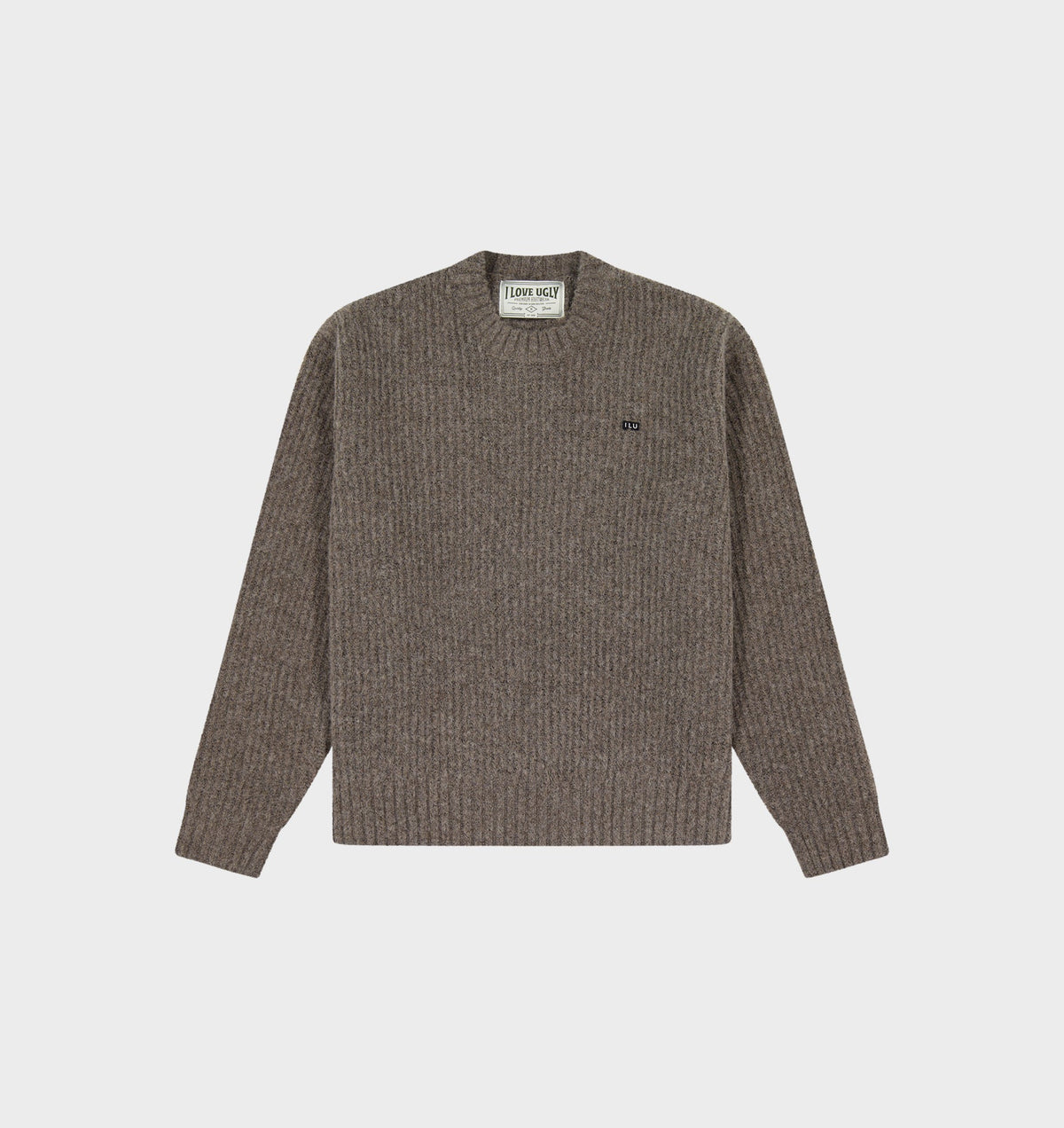 Wool Crop Knit Sweater - Mushroom