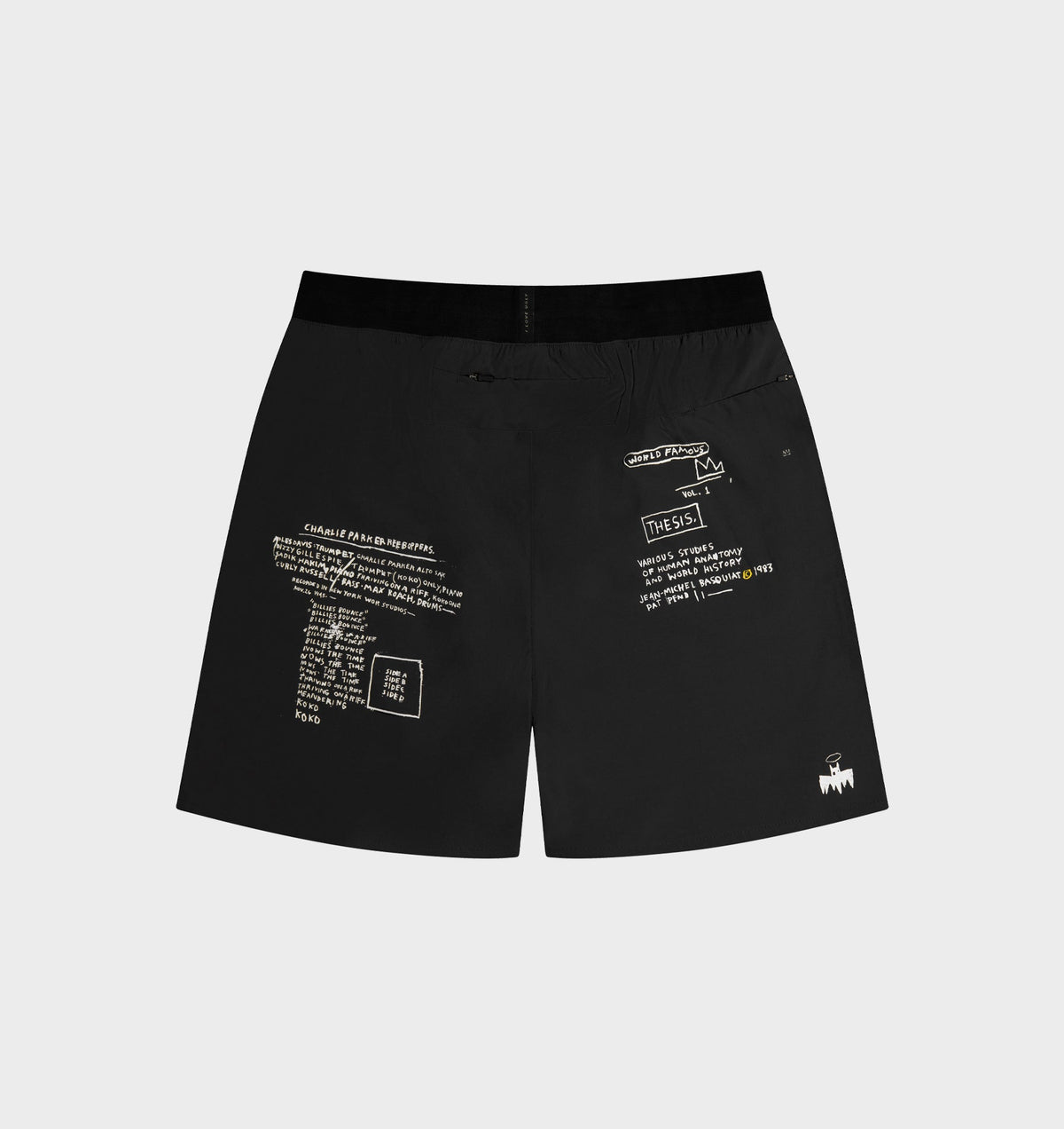 Basquiat Scribble Active 7 Inch Short - Charcoal