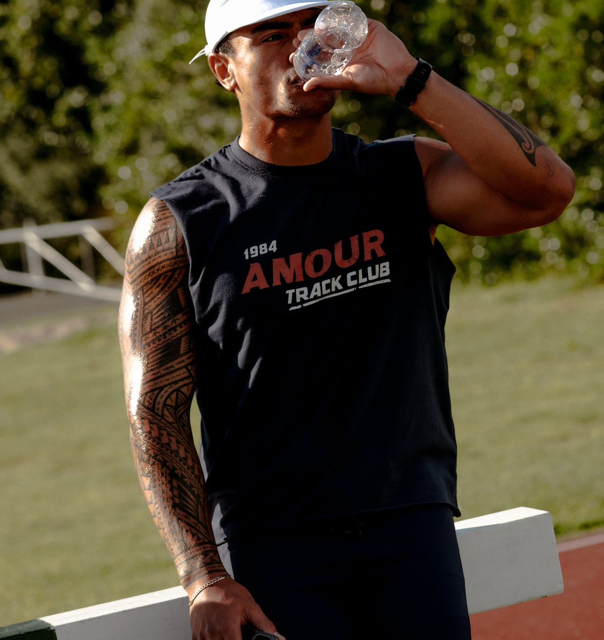 Track Club Crop Tank - Washed Navy