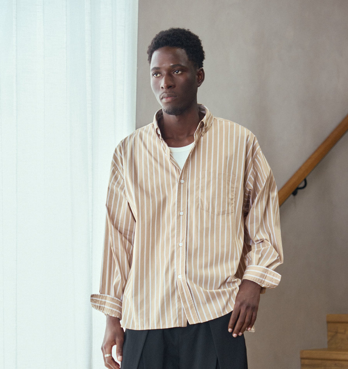Kingston Oversized Shirt - Mushroom Stripe