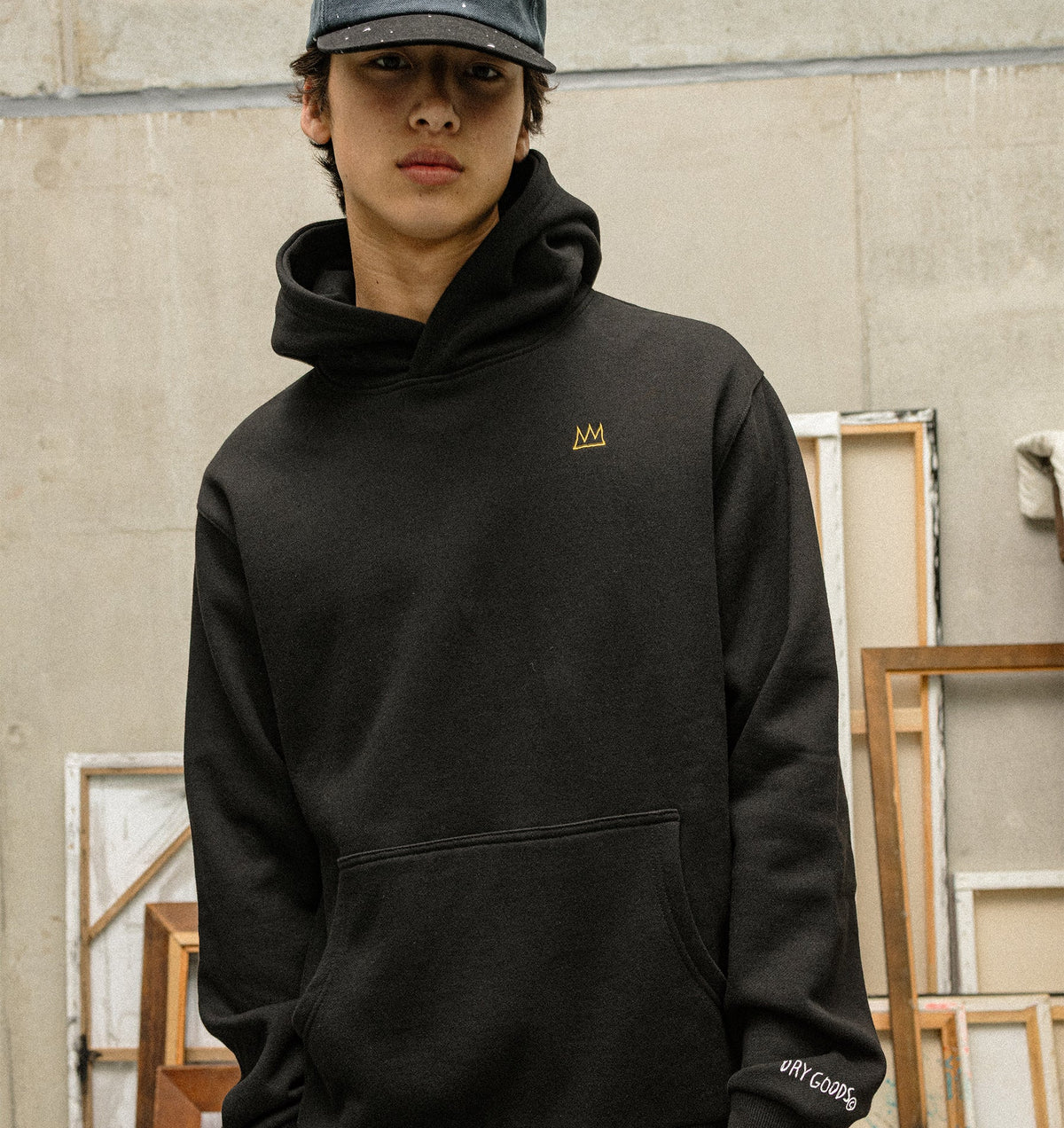 Basquiat Crown Uniform Hood - Black