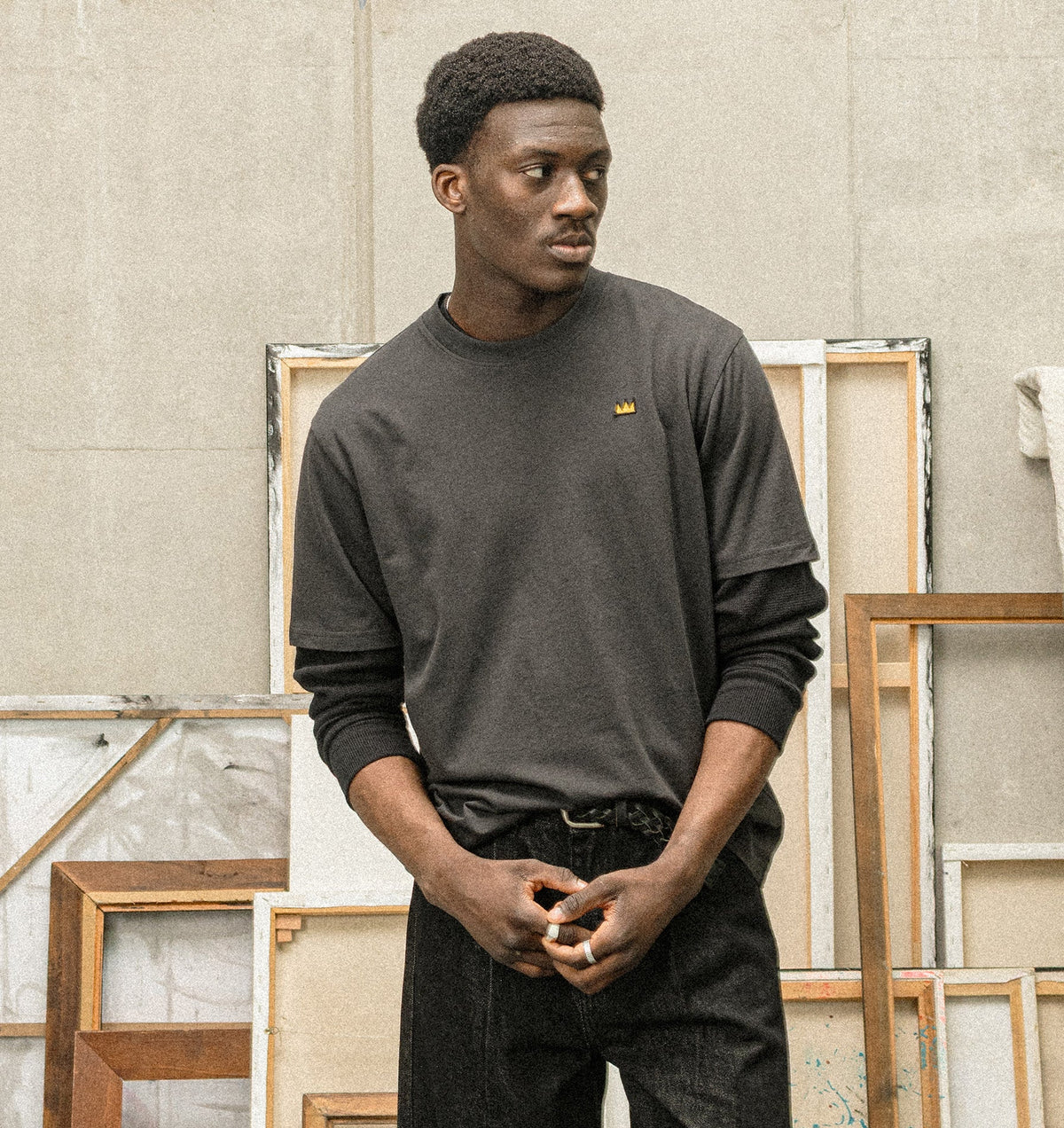Basquiat Crown Uniform Tee - Charcoal