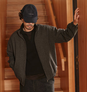Funnel Neck Jacket - Charcoal Tweed