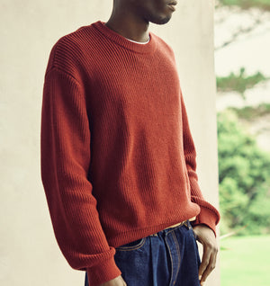 Cropped Knit Sweater - Red Wine