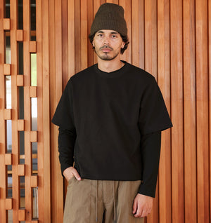 Waffle Box Crop Tee - Black