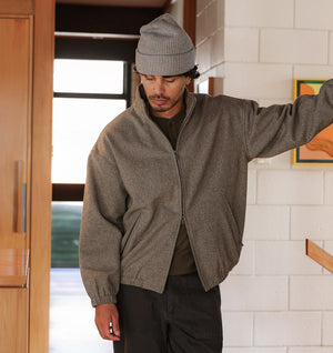 Funnel Neck Jacket - Grey Tweed