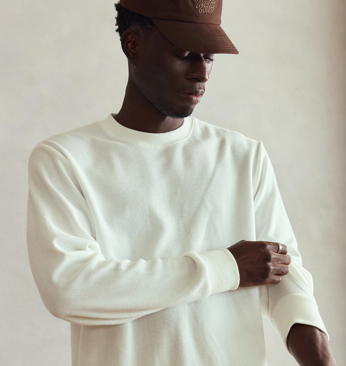 Waffle LS Tee - White