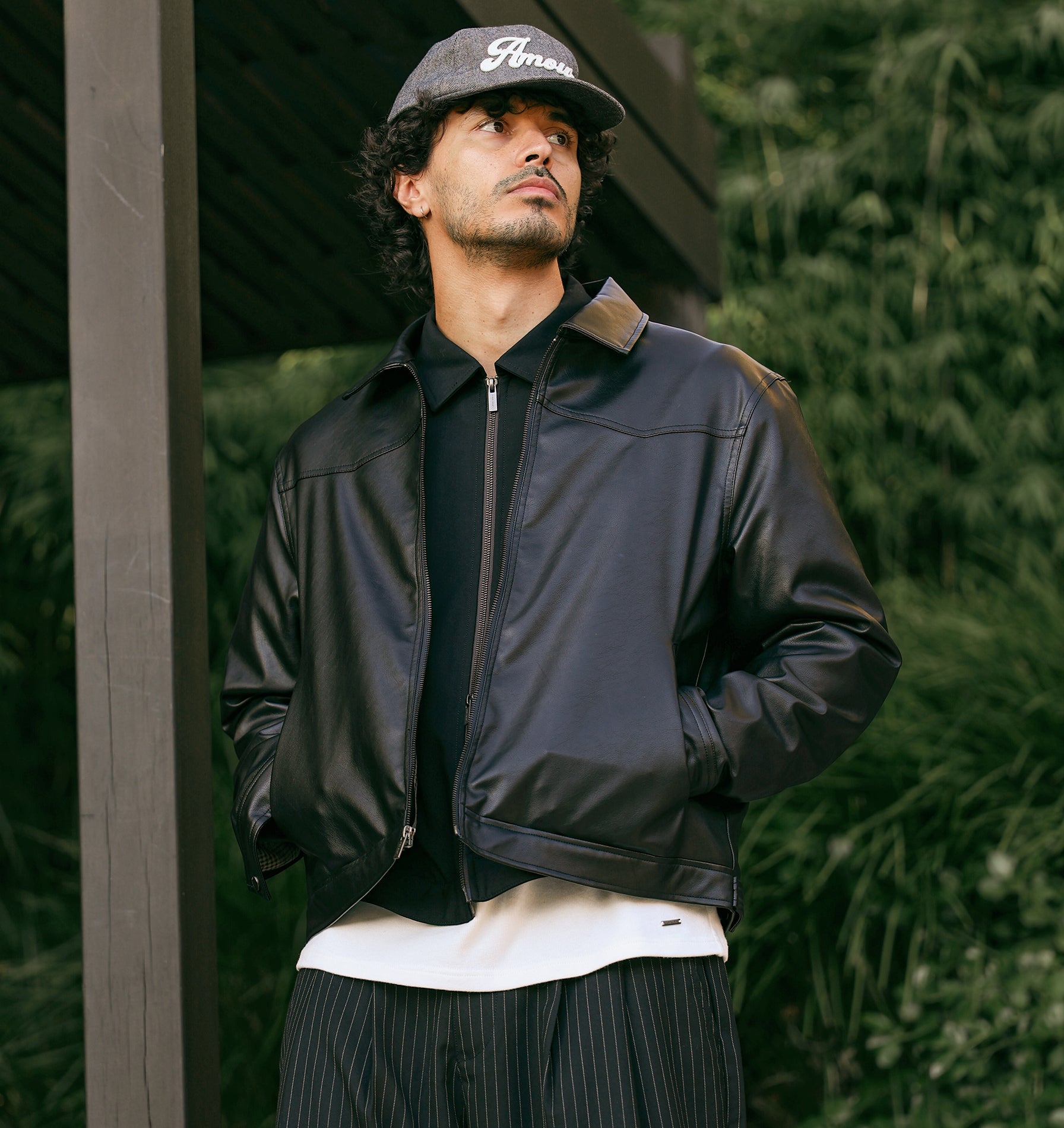 Dayton Faux Leather Jacket- Black