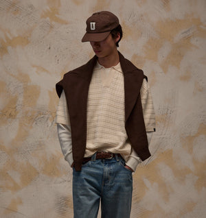 Grid Box Knit Polo - Off White