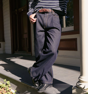 Wide Leg Pleat Denim - Indigo