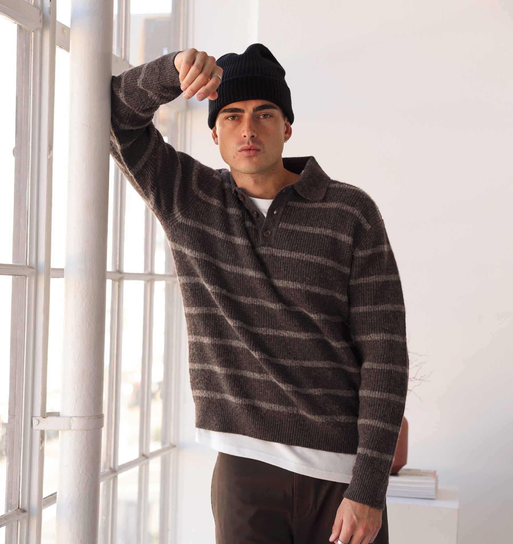 Knit Aldern Striped Pullover - Brown Stripe