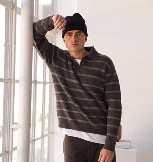 Knit Aldern Striped Pullover - Brown Stripe