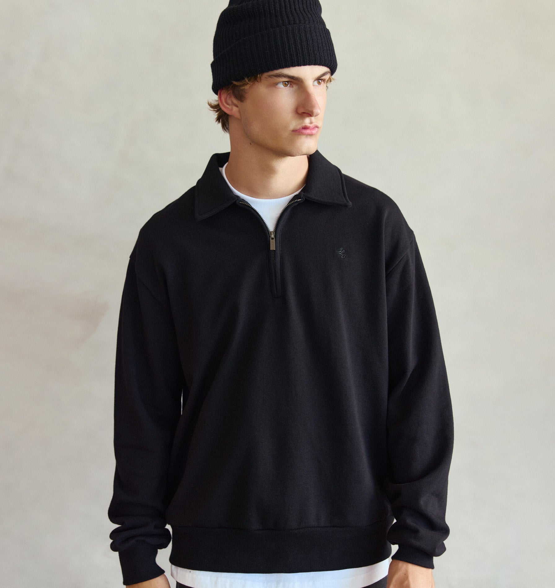 1/2 Zip Pullover - Black
