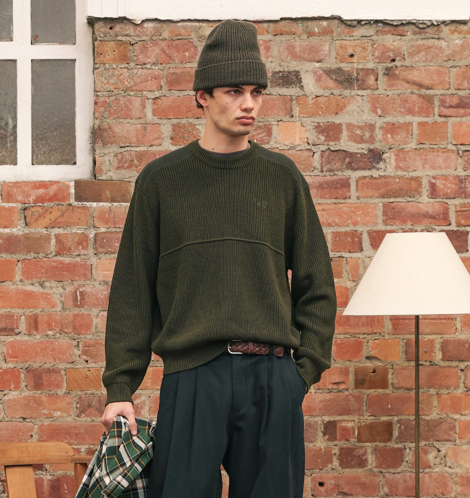 Militia Cropped Knit Sweater - Olive Marle