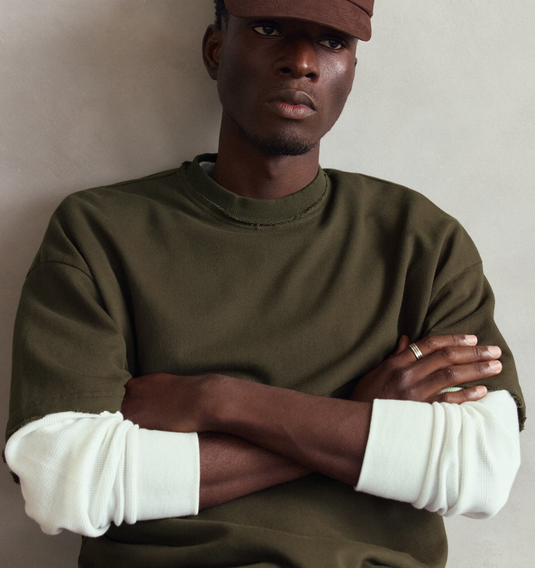 Raw Hem Heavy Box Tee 2.0 - Burnt Olive