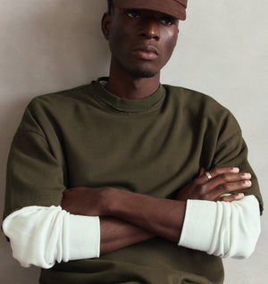 Raw Hem Heavy Box Tee 2.0 - Burnt Olive