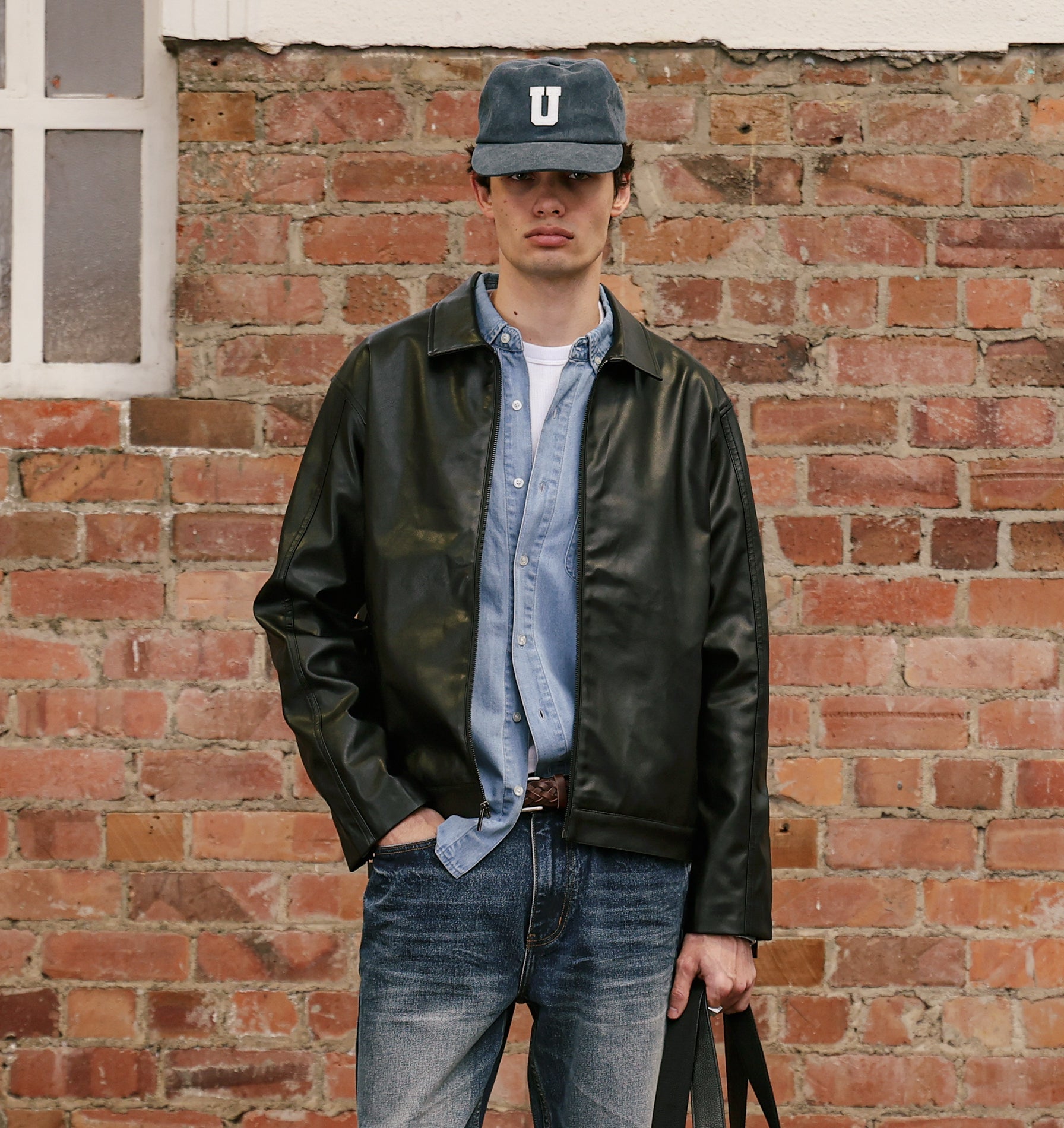 Faux Leather Mason Jacket - Black