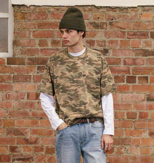 Crop Box Tee - Army Camo