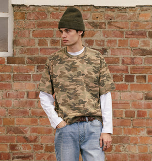 Crop Box Tee - Army Camo