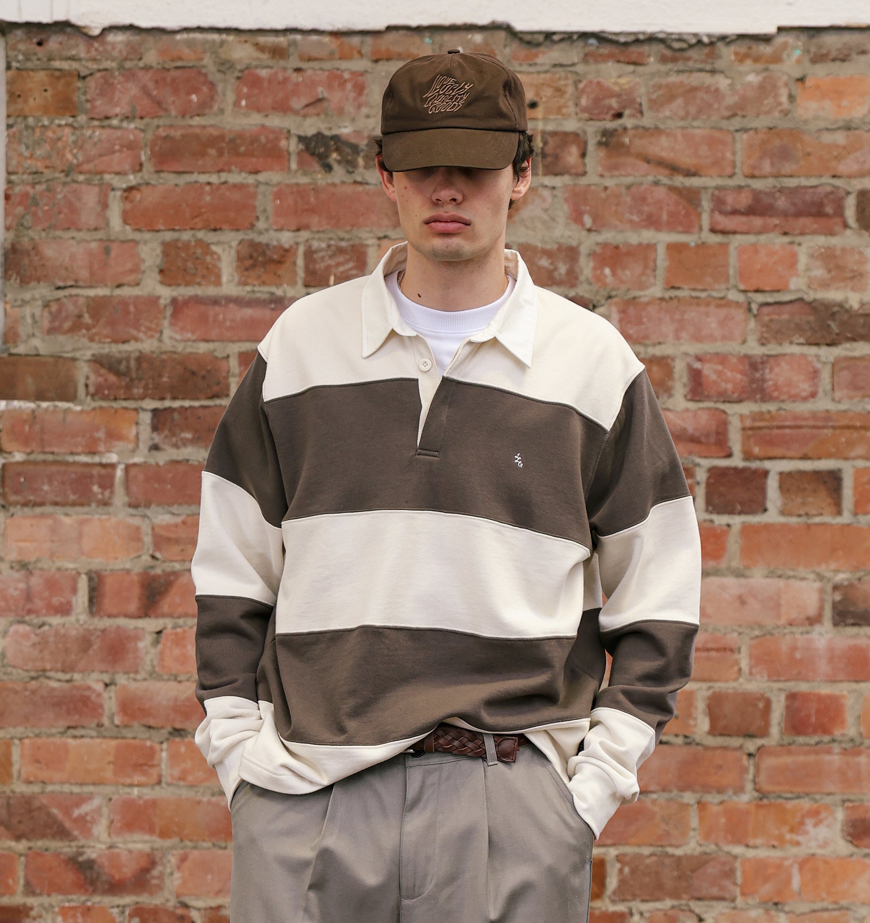 Stripe LS Rugby - Brown/Off White