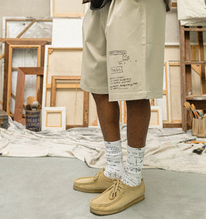 Basquiat Scribble Alby Pleat Short - Stone