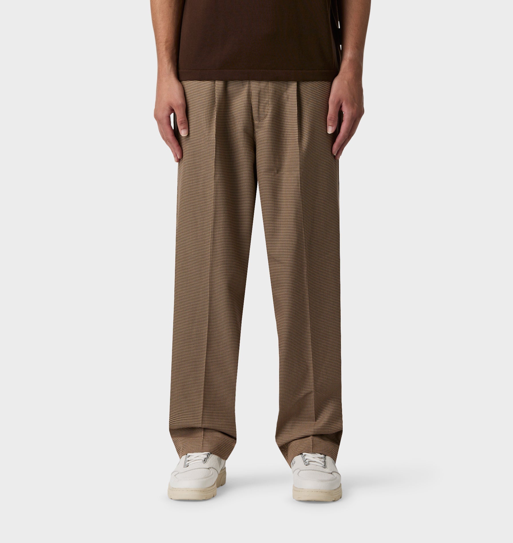 Winston Pant - Beige Houndstooth