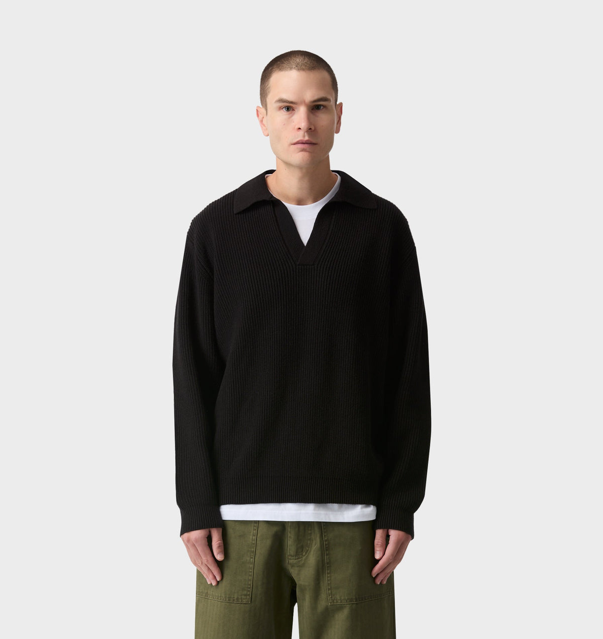 Knit LS Polo - Black