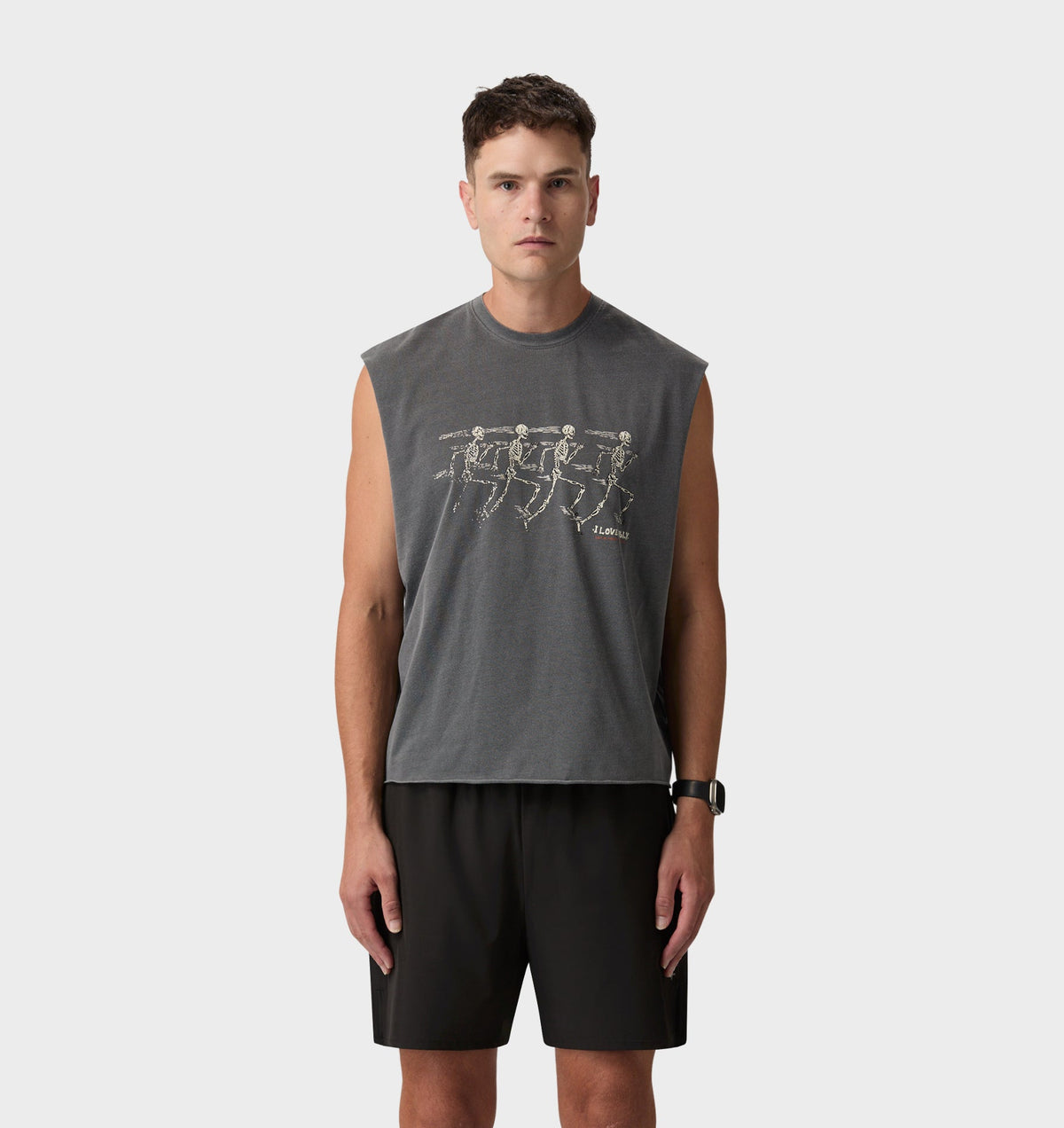 Skeleton Lewi Cropped Tank - Washed Black