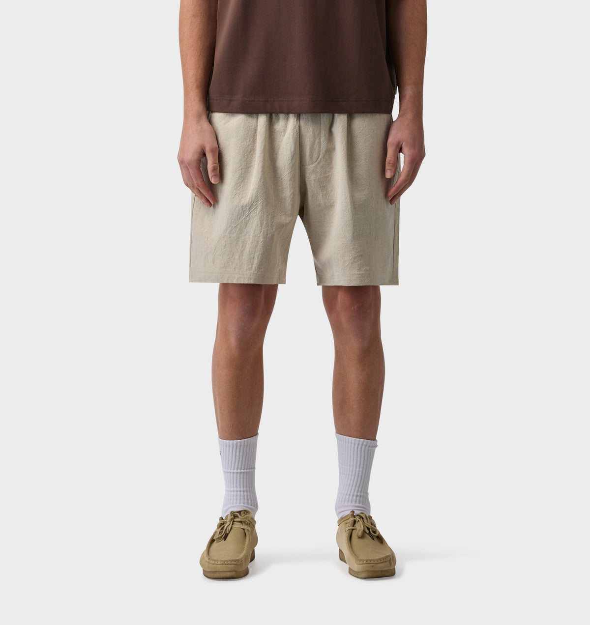 Linen Michael Pleat Short - Bone