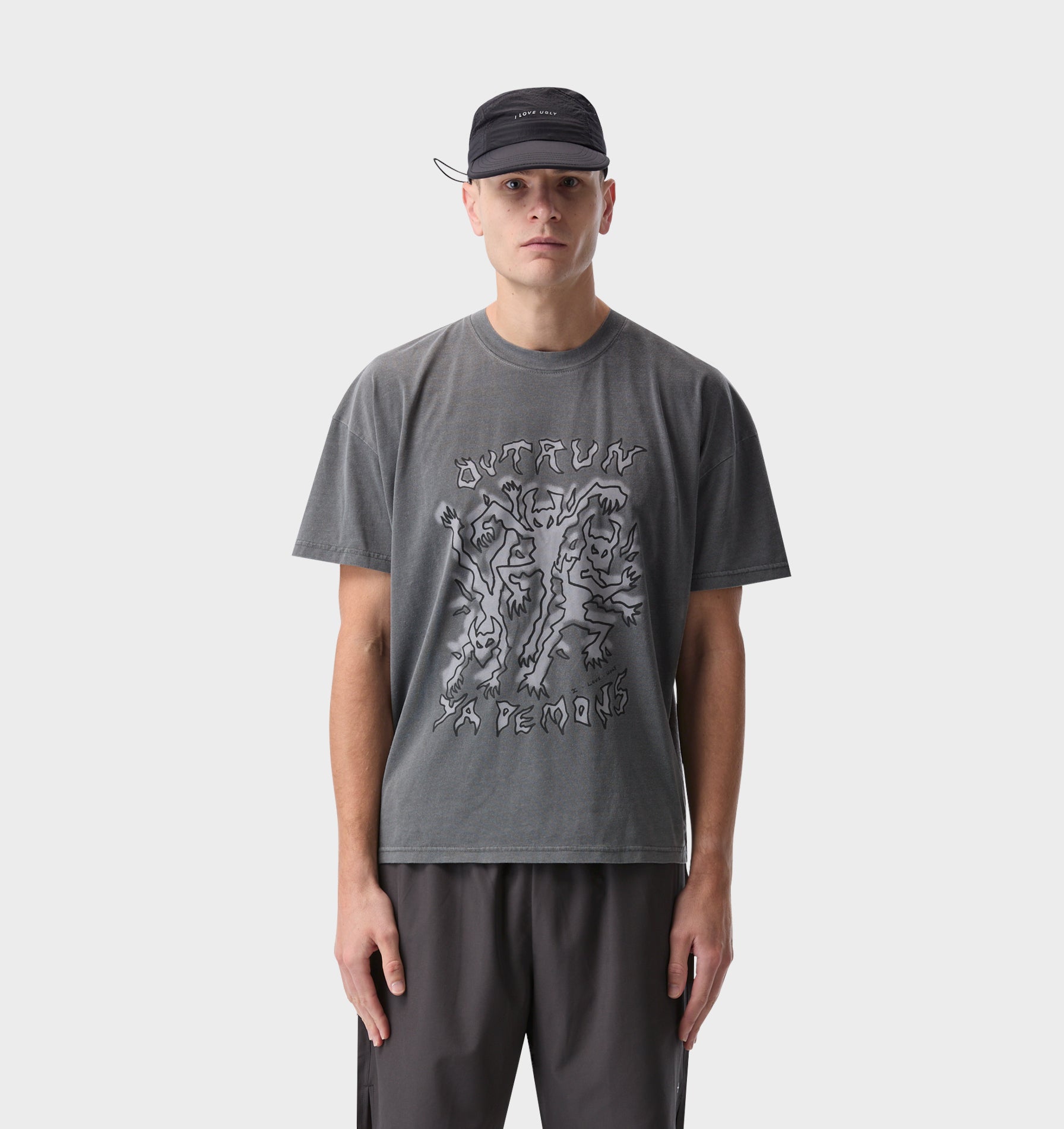 Demon Active Crop Tee - Washed Black