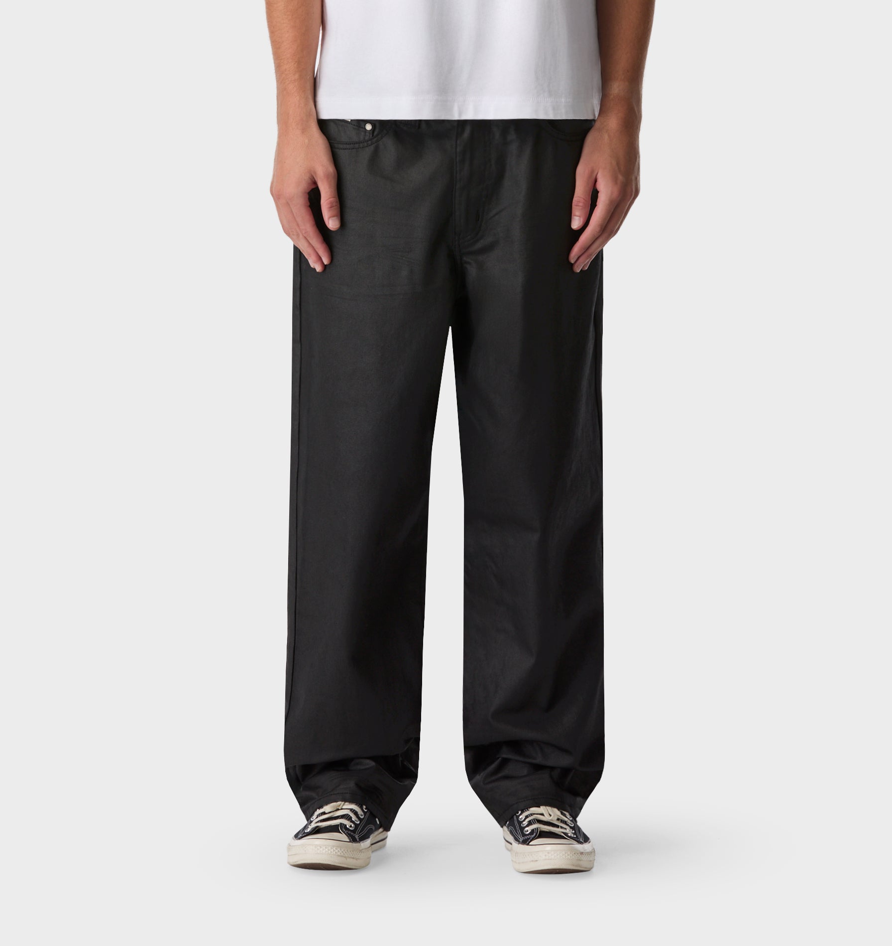 Edgar Wide Denim - Coated Black