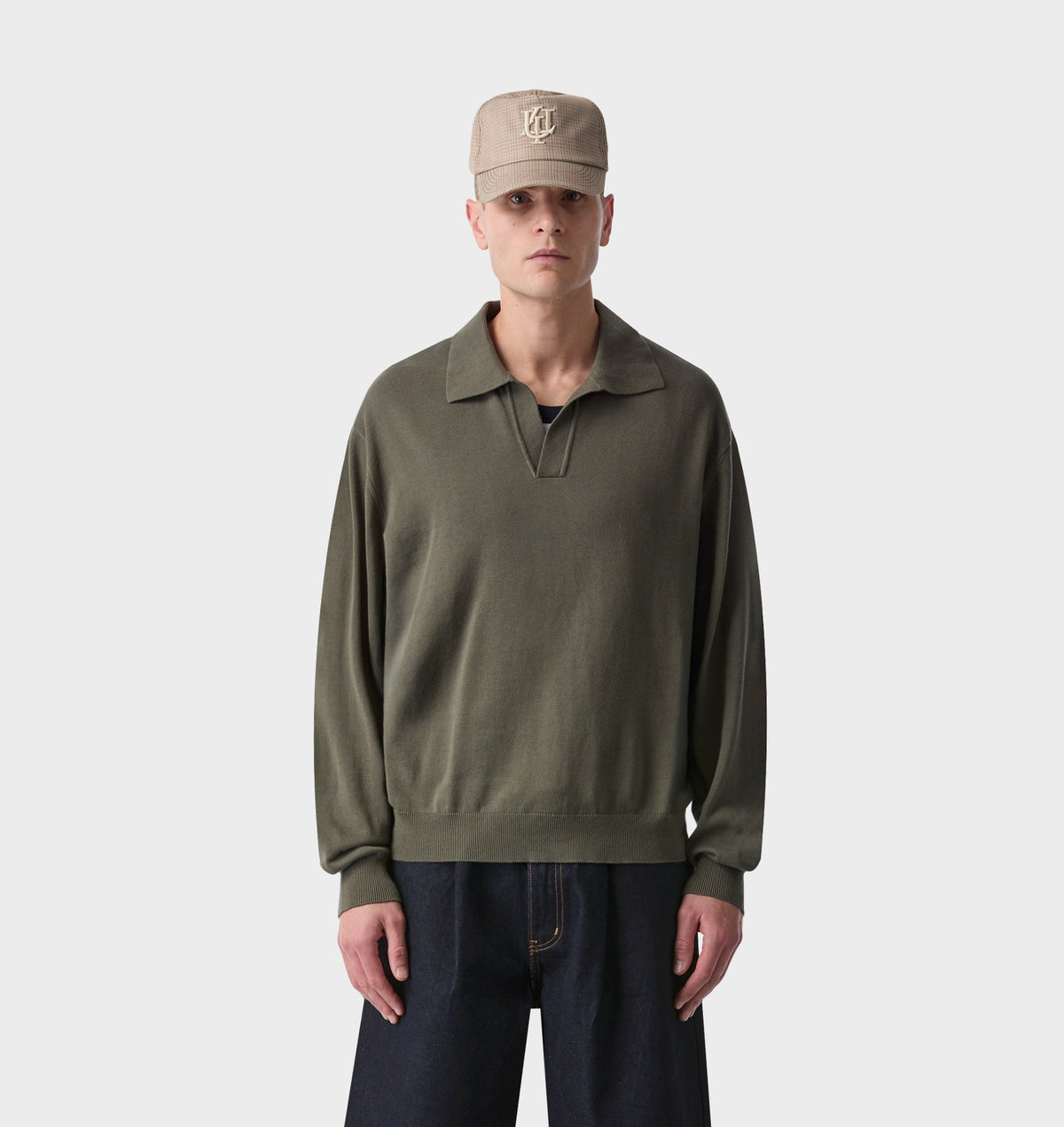 Knit LS Polo - Olive