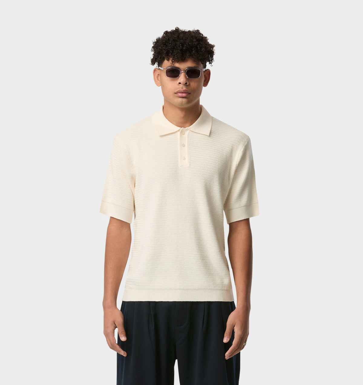 Ronan SS Knit Polo - Off White
