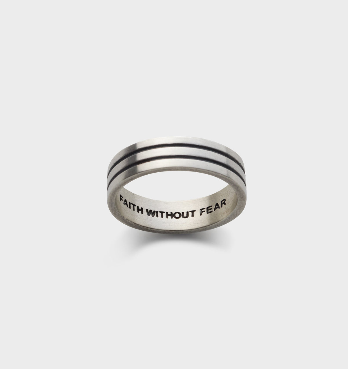 Fine Striped Band Ring - Silver