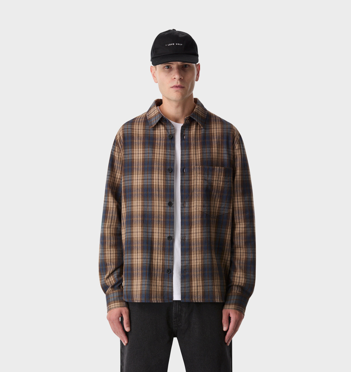 Flannel Shirt - Brown/Blue Check