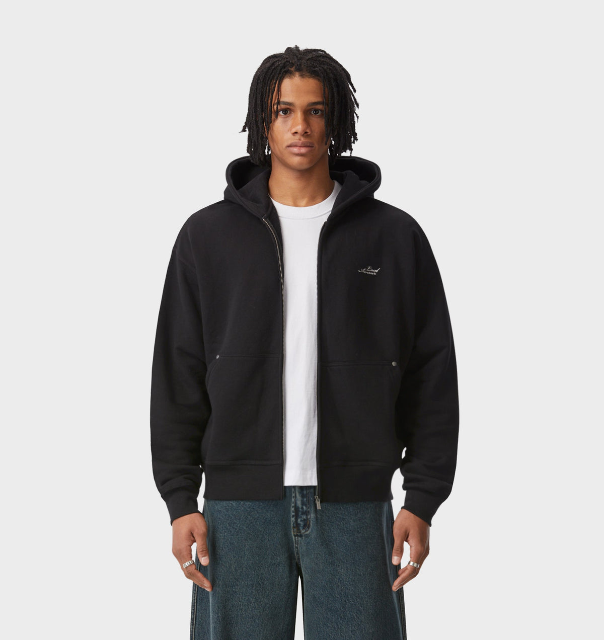 Chainstitch Zip Up Box Hood - Black